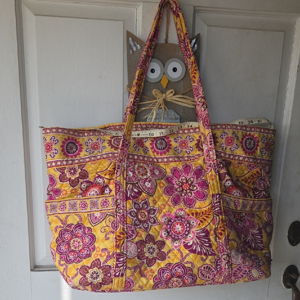 Floral Pink, Yellow Tote Bag Vera Bradley Weekender Bag Vintage Huge 1990s. Y2k
